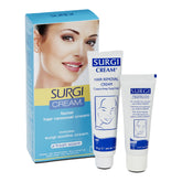 Surgi cream packaging with two tubes and a box on a white background