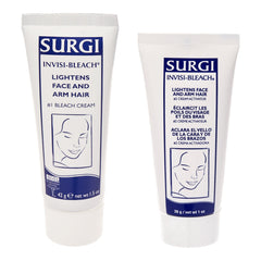 Two tubes of Surgi Invisi-Bleach hair lightening cream on a white background