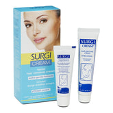 Surgi cream packaging and tubes on a white background