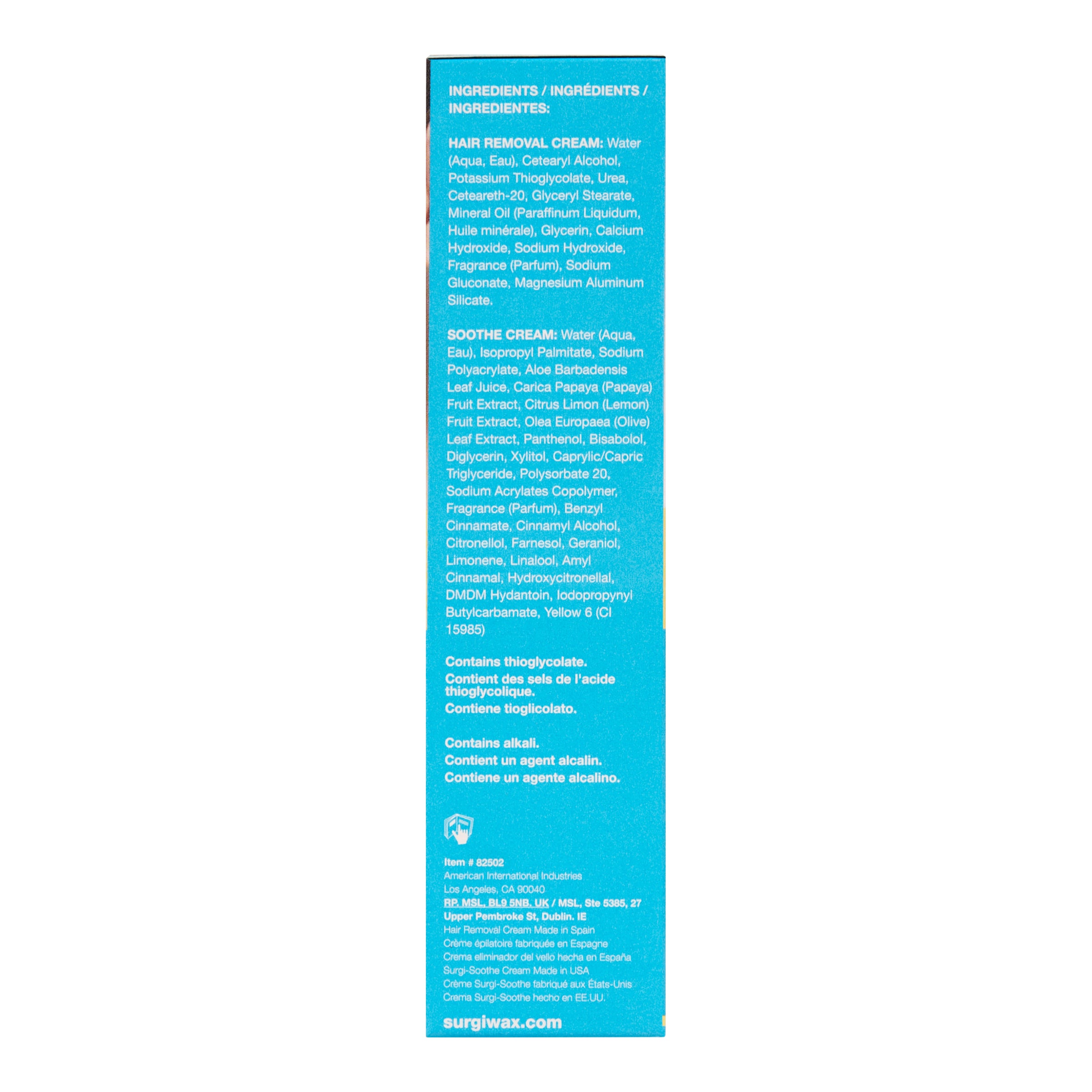 Blue ingredient list on a white background