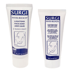 Two tubes of Surgi Invisi-Bleach hair lightening cream on a white background