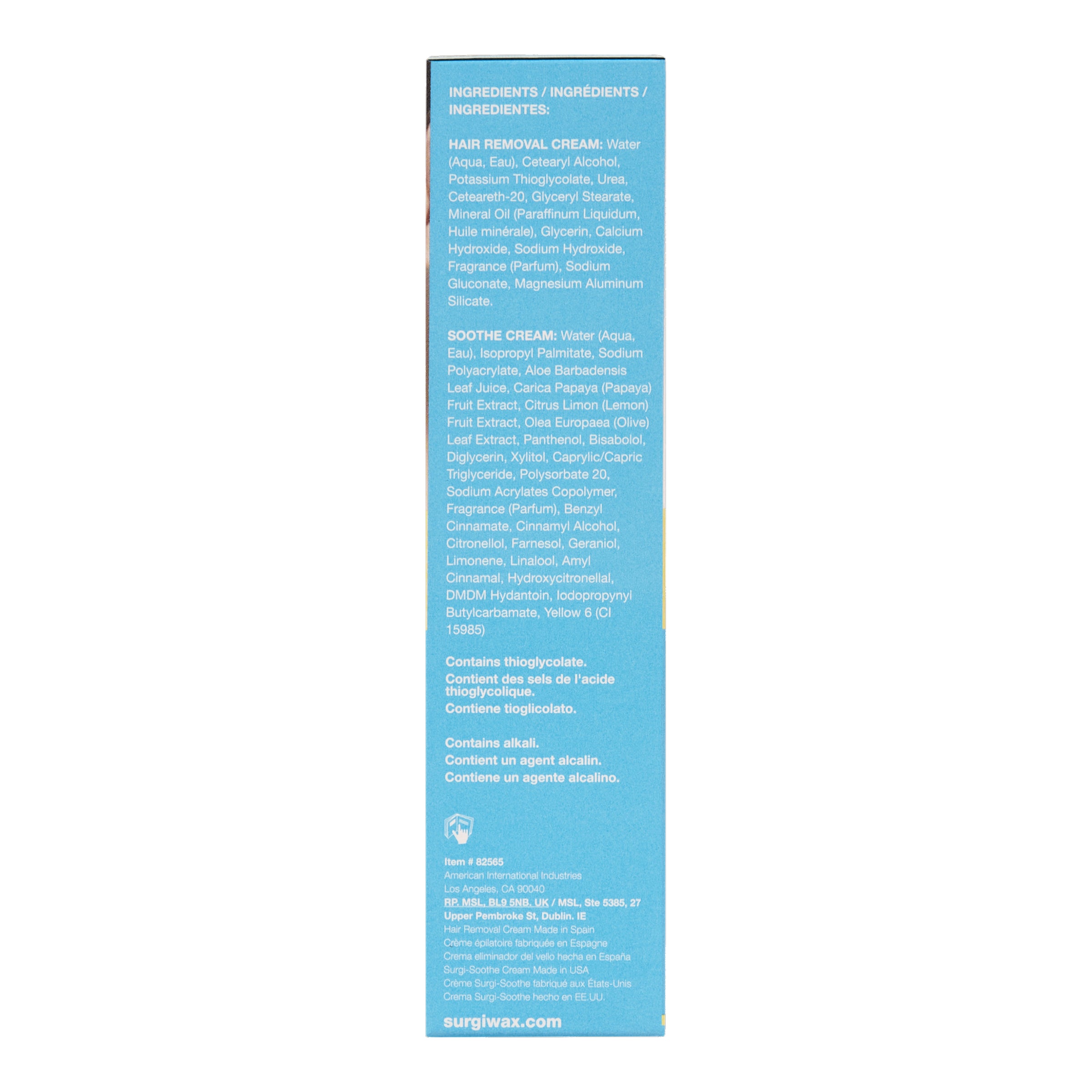 Blue ingredient list on a white background